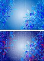 abstract blue and red flowers background illustration, a set of blue and pink floral patterns with a blue background, vector