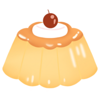 Custard pudding with cherry on top png