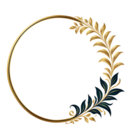 luxury gold leaf simple circle border transparent background png