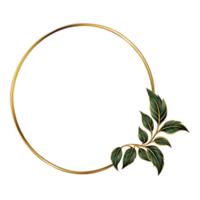 luxury gold leaf simple circle border transparent background png