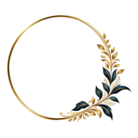 luxury gold leaf simple circle border transparent background png