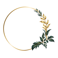 luxury gold leaf simple circle border transparent background png