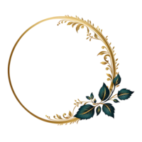 luxury gold leaf simple circle border transparent background png