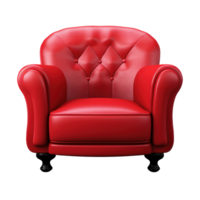 Classic Red Leather Armchair. Vintage Style. Isolated on Background png