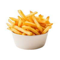 skål av varm gyllene franska pommes frites. Krispig och utsökt snabb mat. isolerat på bakgrund png