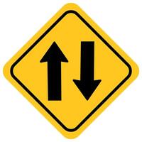 traffic sign, Cautionary Two way traffic vector