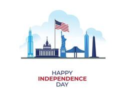 Happy Independence Day of the USA. 4th of July. Holiday concept. Template for background, banner, poster, card. flat illustration . flat design. vector