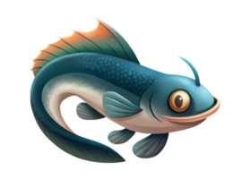 dessin animé style illustration de mignonne tête de serpent poisson isolé sur transparent Contexte png