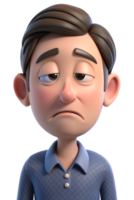 3d cartoon style of a person with a deep scowl, eyes narrowed, and lips pressed tightly together, capturing bitterness png