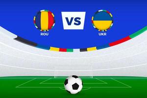 Illustration of stadium for football match between Romania and Ukraine, stylized template from soccer tournament. vector