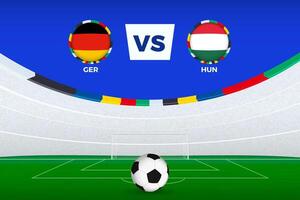 Illustration of stadium for football match between Germany and Hungary, stylized template from soccer tournament. vector