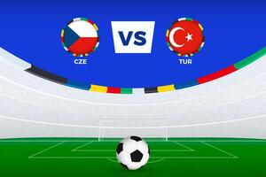 Illustration of stadium for football match between Czech Republic and Turkey, stylized template from soccer tournament. vector