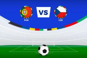 Illustration of stadium for football match between Portugal and Czech Republic, stylized template from soccer tournament. vector