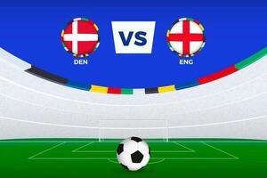 Illustration of stadium for football match between Denmark and England, stylized template from soccer tournament. vector