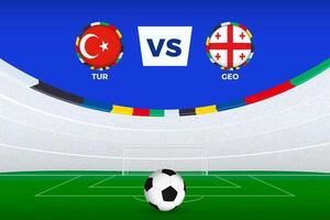 Illustration of stadium for football match between Turkey and Georgia, stylized template from soccer tournament. vector