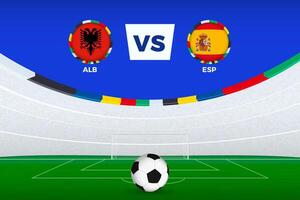 Illustration of stadium for football match between Albania and Spain, stylized template from soccer tournament. vector