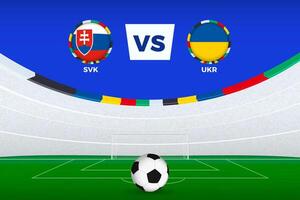 Illustration of stadium for football match between Slovakia and Ukraine, stylized template from soccer tournament. vector