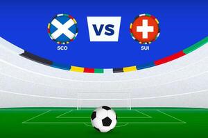 Illustration of stadium for football match between Scotland and Switzerland, stylized template from soccer tournament. vector