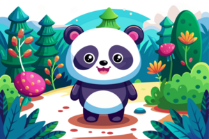 dessin animé Panda dans le jungle png