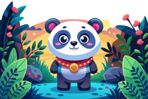 dessin animé Panda dans le jungle png