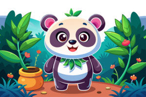 dessin animé Panda dans le jungle png