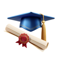 graduation cap and diploma on transparent background png