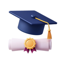 a graduation cap and diploma on a transparent background png