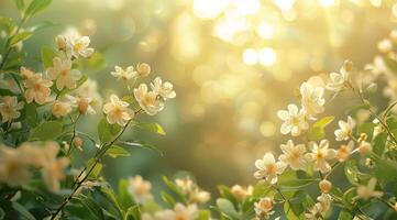 White Blossoms Blooming in the Spring Sun photo
