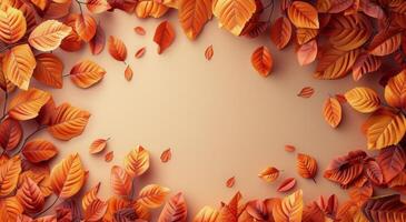 Autumn Leaves Arranged on a Light Beige Surface photo