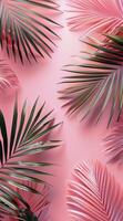 Pink And Green Palm Leaves On A Pink Background photo