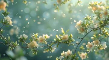 Blooming White Flowers With Green Leaves and Sunlight in a Natural Setting photo
