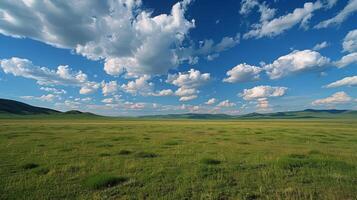 Bright Sunny Day Over a Lush Green Field photo