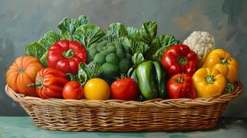 Basket Filled With Various Vegetables photo