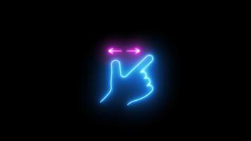 Zoom hand neon icon video