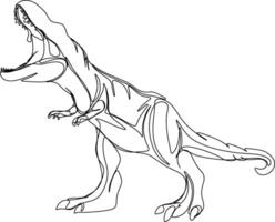 one line art. one continuous line art of a Tyrannosaurus vector