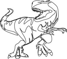 one line art. one continuous line art of a Tyrannosaurus vector