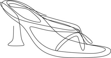 one line art. one continues line art. a high-hill shoes vector