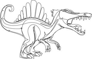 one line art. one continuous line art of a Spinosaurus vector