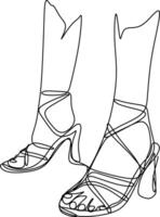 one line art. one continues line art. a high-hill shoes vector