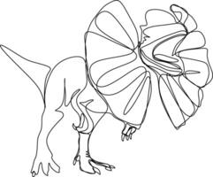 one line art. one continuous line art. The illustrations of a Dilophosaurus vector