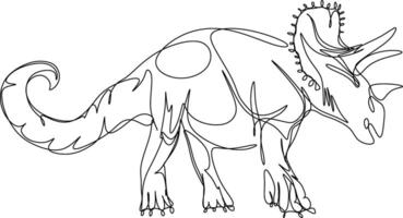 one line art. one continuous line art of a triceratops vector