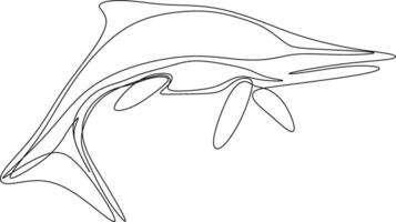 one line art. one continuous line art of an Ichthyosaur vector
