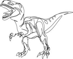 one line art. one continuous line art of a Tyrannosaurus vector