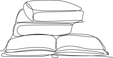 One line art. one continuous line art. Sketch of book vector