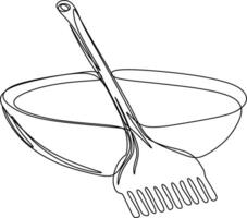 One line art. one continuous line art of a cooking tools vector