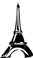 A black and white silhouette of The Eiffel Tower vector