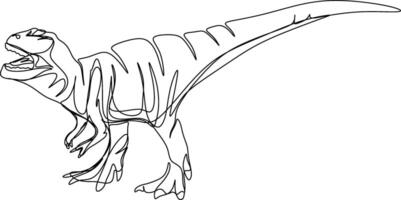 one line art. one continuous line art of a Tyrannosaurus vector