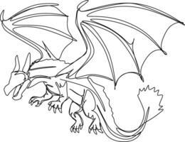 One line art. one continuous line art of a Pterosaur. Flying dinosaurs vector