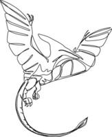 one line art. one continuous line art of a Pterodactyl vector