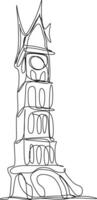 one line art. one continuous line art of a Jam Gadang, Bukit Tinggi, Indonesia vector